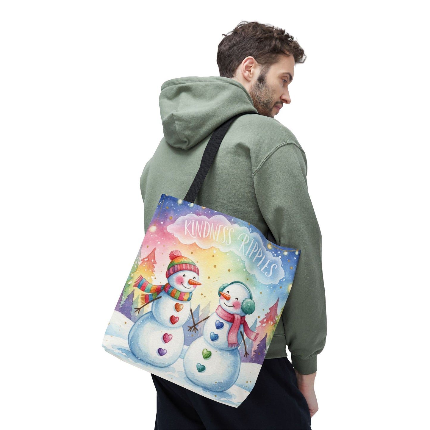 Whimsical Snowman Tote Bag - Kindness Ripples Design