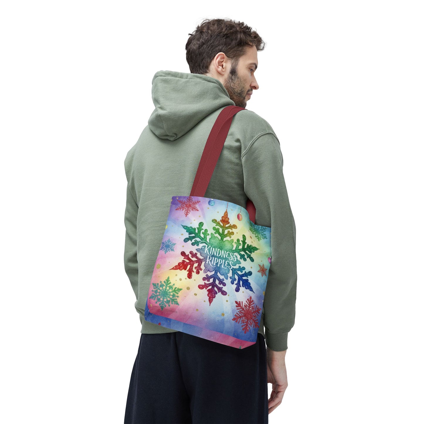 Kindness Ripples Winter Snowflake Tote Bag Colorful Kindness