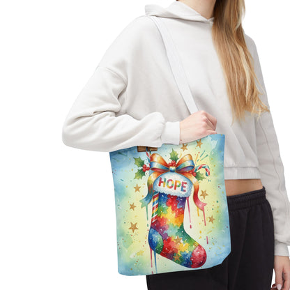 Colorful Holiday Hope Tote Bag