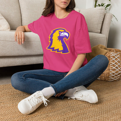 Golden Eagle Mascot Pink Out T-Shirt — Purple & Gold School Spirit Tee