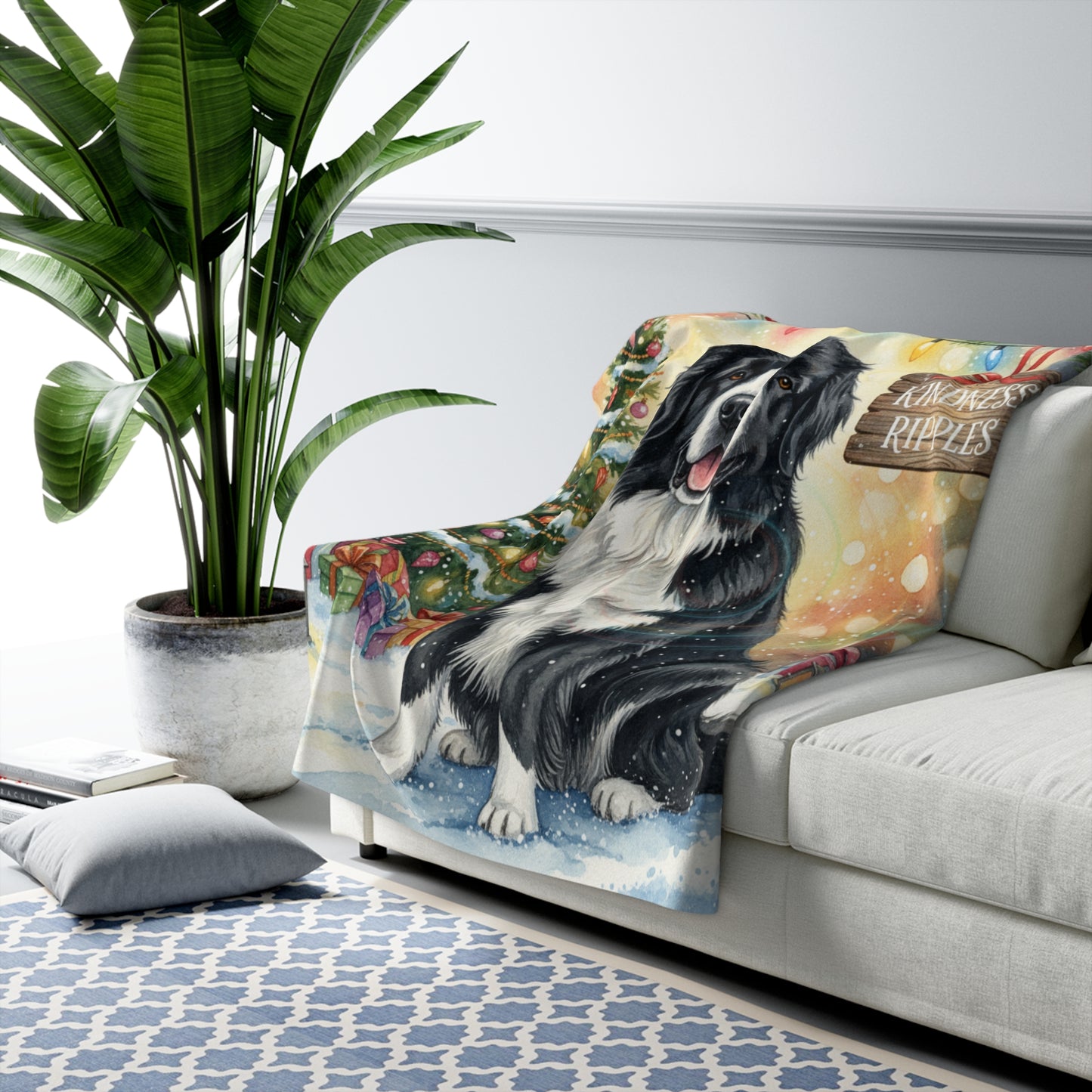 Christmas Gentle Newfoundland Sherpa Blanket — 'Kindness Ripples' Holiday Throw