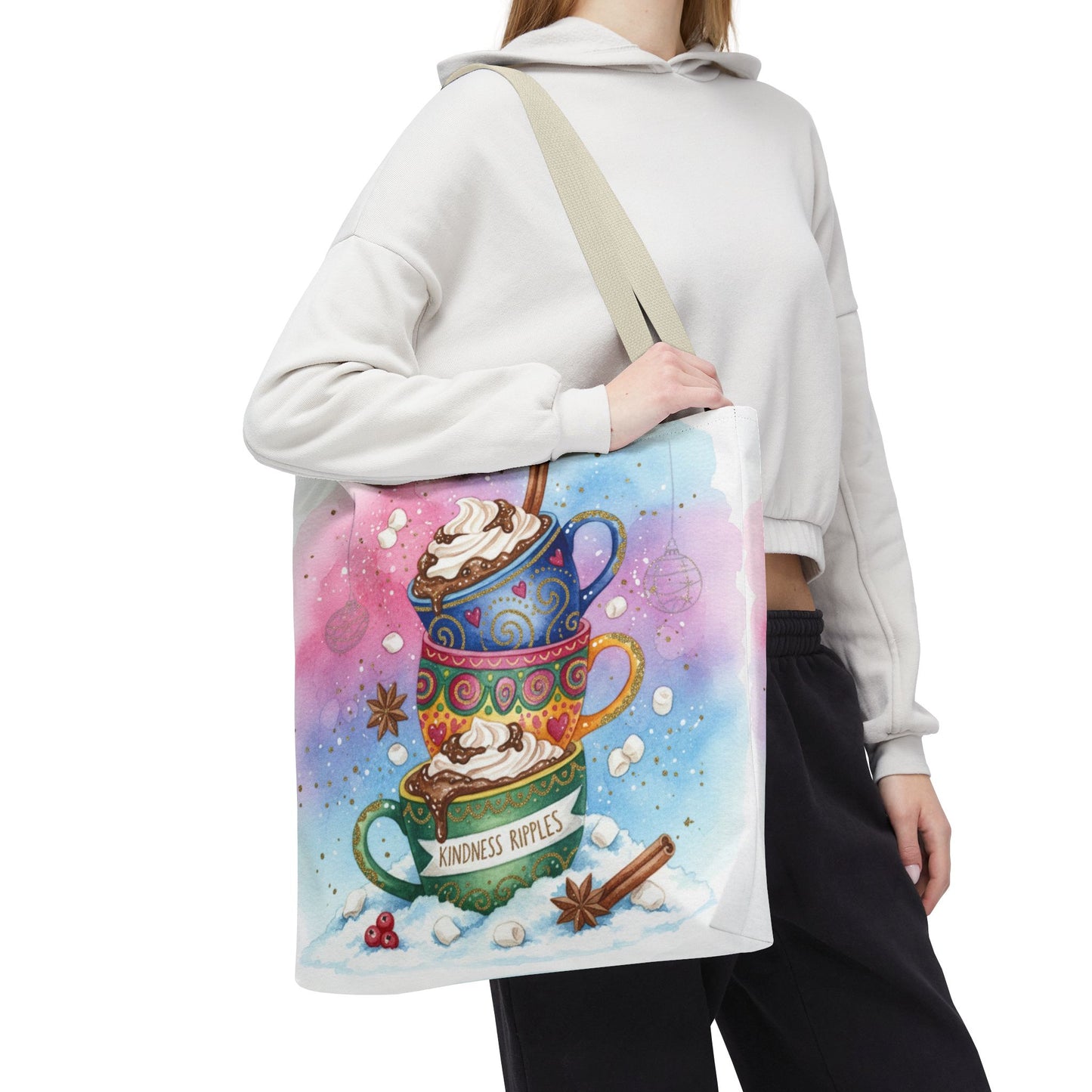 Colorful Hot Cocoa Tote Bag – Festive Winter Vibes