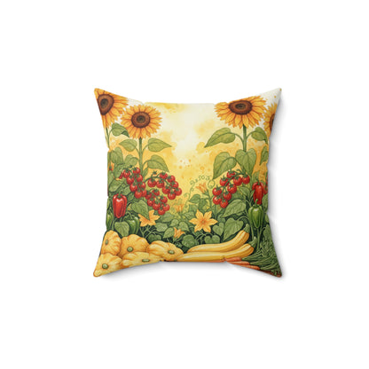 Golden Harvest Garden: Watercolor Vegetable Bounty Pillow