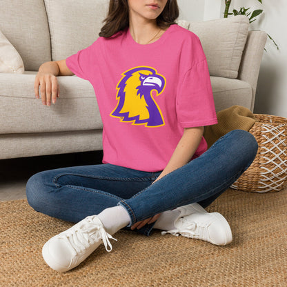 Golden Eagle Mascot Pink Out T-Shirt — Purple & Gold School Spirit Tee