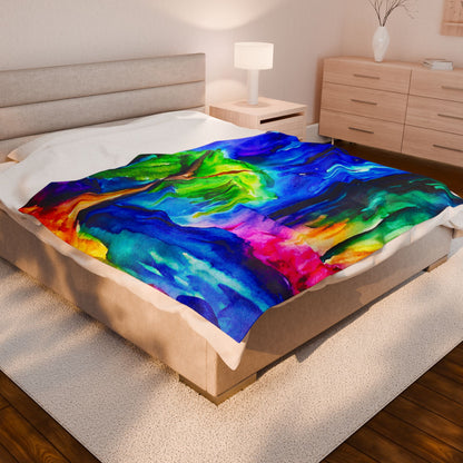 Velveteen Plush Blanket - The Comfort of Hope Willow Design for Emotional Healing and Grounding