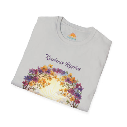 Unisex Softstyle Kindness Ripples Dogwoods and Sunshine T-Shirt, Cookeville, TN, Purple and Gold, Waterfall Capital of the World