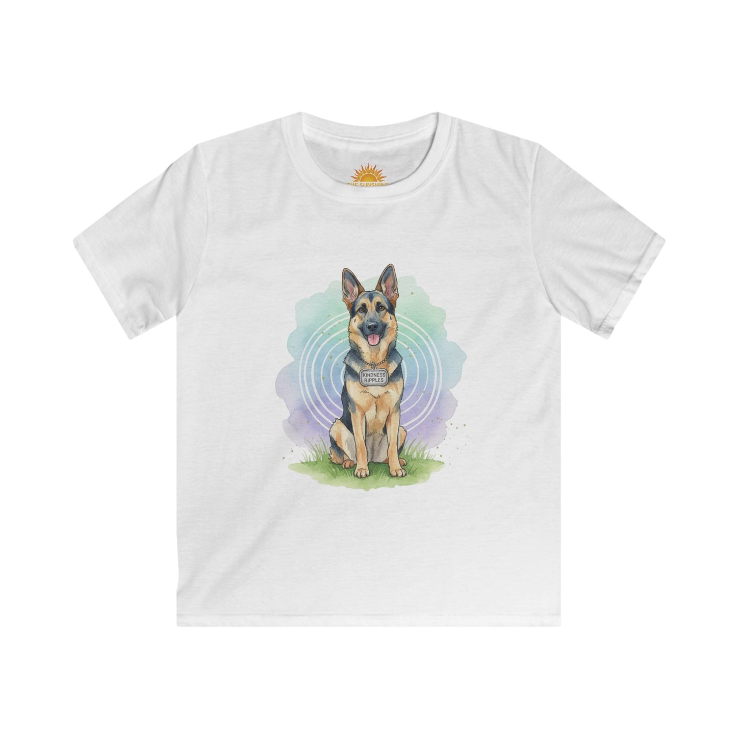 Kids German Shepherd T-Shirt-- Cute Sitting Dog Graphic Tee for Kids --Kindness Ripples