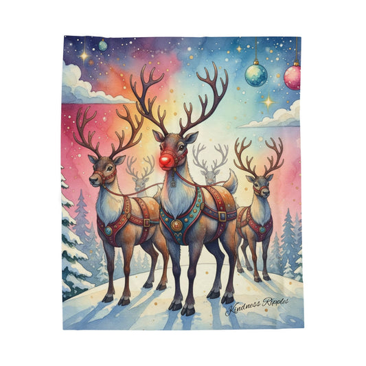 Kindness Ripples Reindeer Wonderland Velveteen Plush Blanket