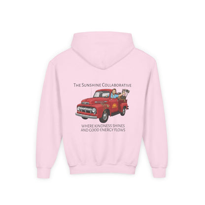 Youth Hooded Sweatshirt - Kindness & Good Energy, Cozy Gift, Throwback, Sunshine Vibes, Kids Apparel, Spring & Summer Fashion