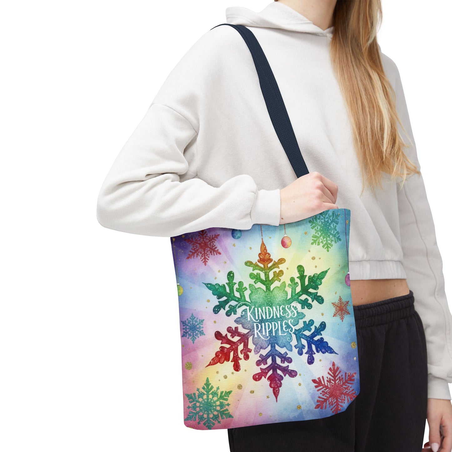 Kindness Ripples Winter Snowflake Tote Bag Colorful Kindness