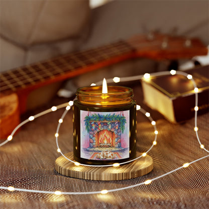 Cozy Fireplace Scented Candle - Coconut Apricot Wax (4oz & 9oz)