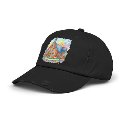Distressed Cap with Watercolor Church Illustration -- Pays Homage to the Amazing St. William Community