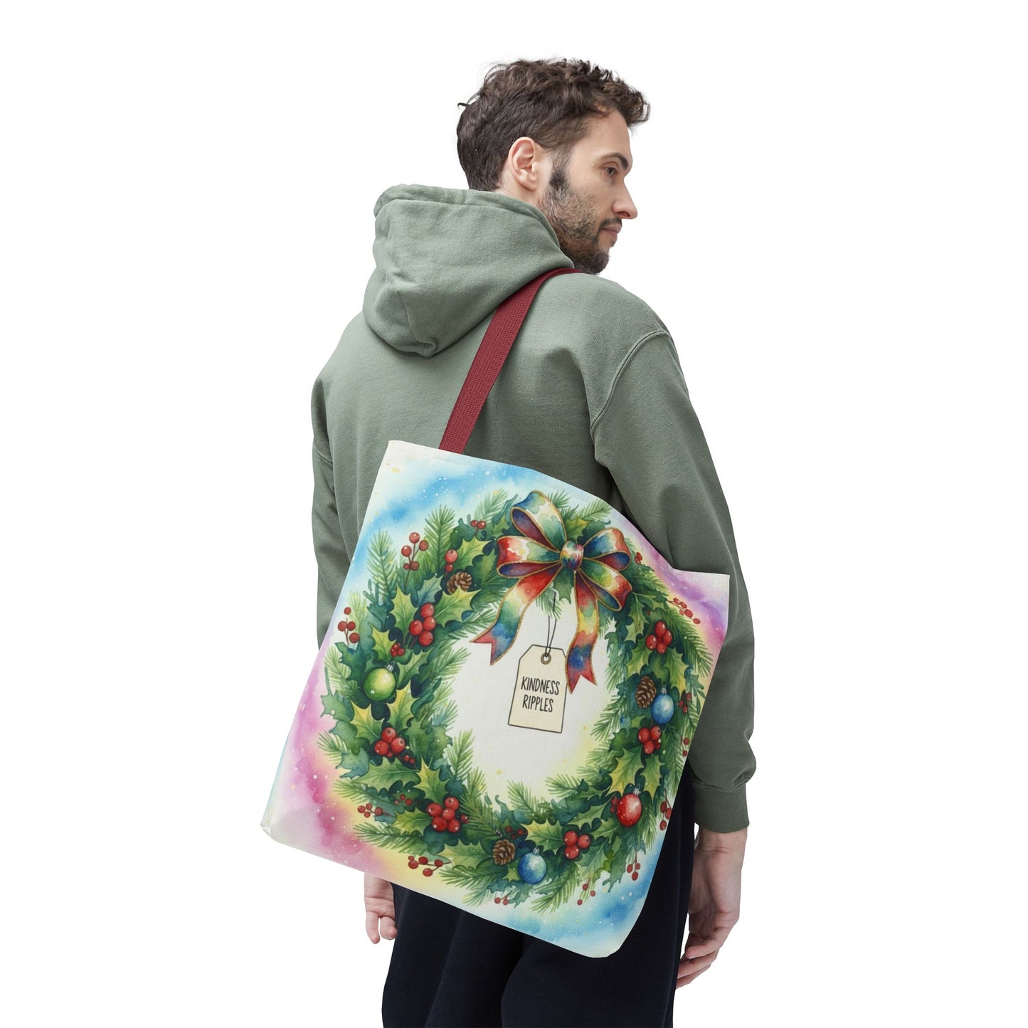 Holiday Wreath Tote Bag - Perfect for Christmas and Winter Celebrations