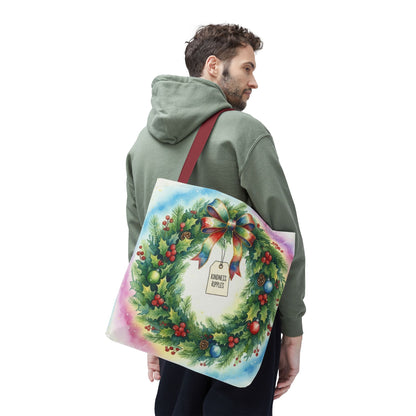 Holiday Wreath Tote Bag - Perfect for Christmas and Winter Celebrations
