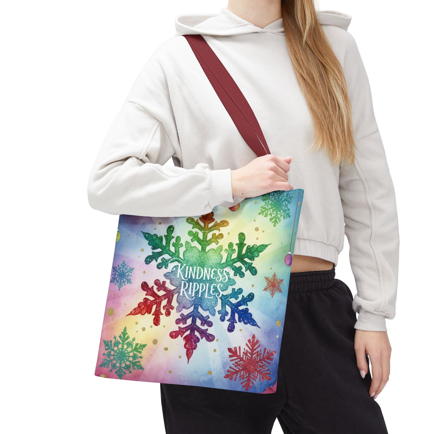 Kindness Ripples Winter Snowflake Tote Bag Colorful Kindness