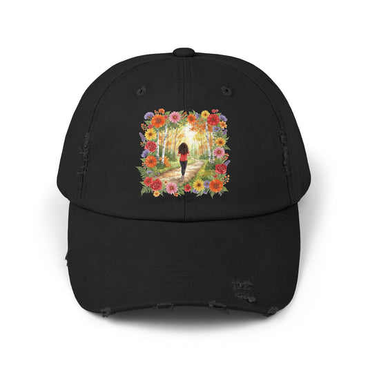 The Roxanne - Floral Serenity Distressed Cap