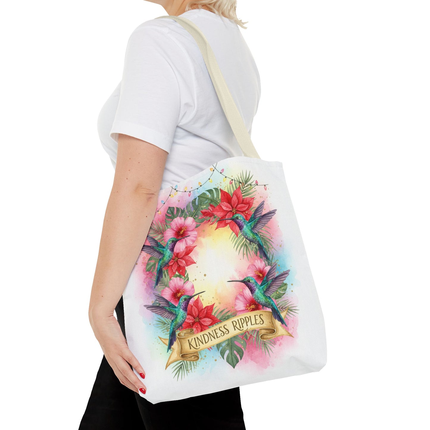 Colorful Kindness Christmas Hummingbirds Tote Bag