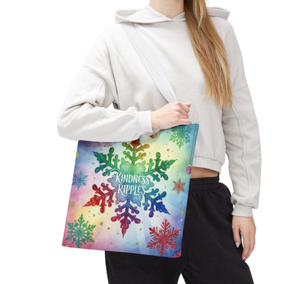 Kindness Ripples Winter Snowflake Tote Bag Colorful Kindness