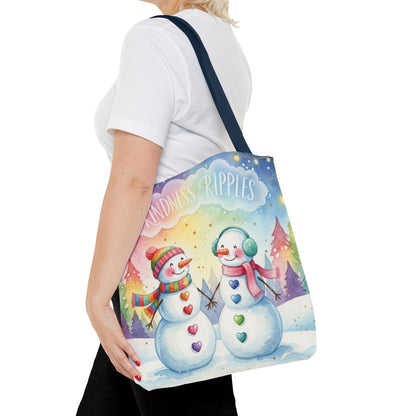 Whimsical Snowman Tote Bag - Kindness Ripples Design