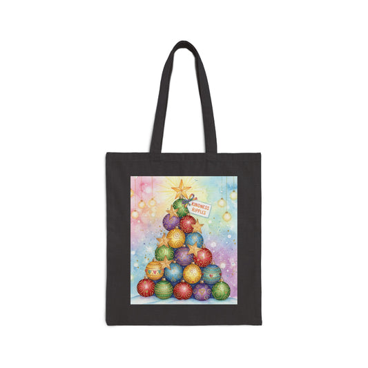 Christmas Ornament Tote Bag - Festive Cotton Canvas Carrier