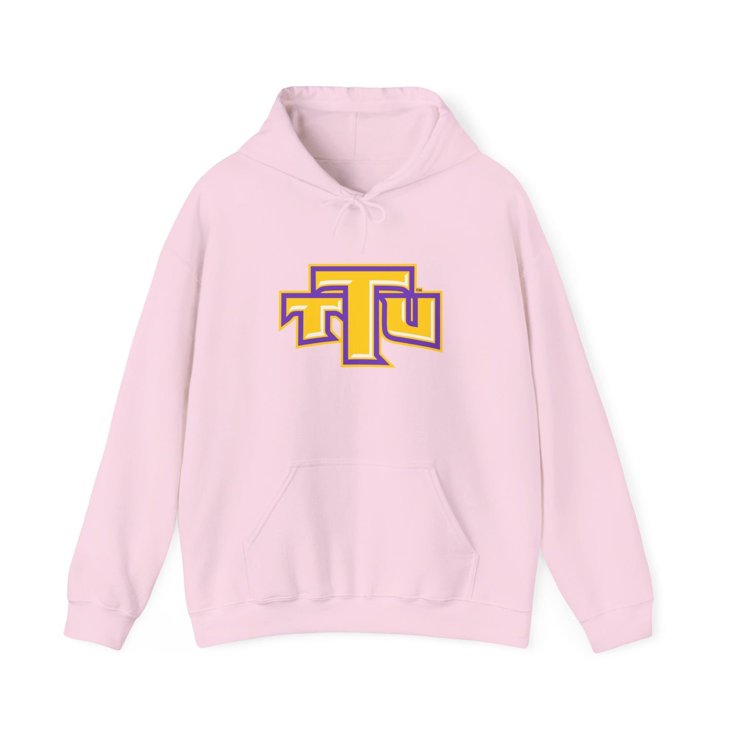 Pink School Logo Hoodie — Retro TTU Initials Pullover