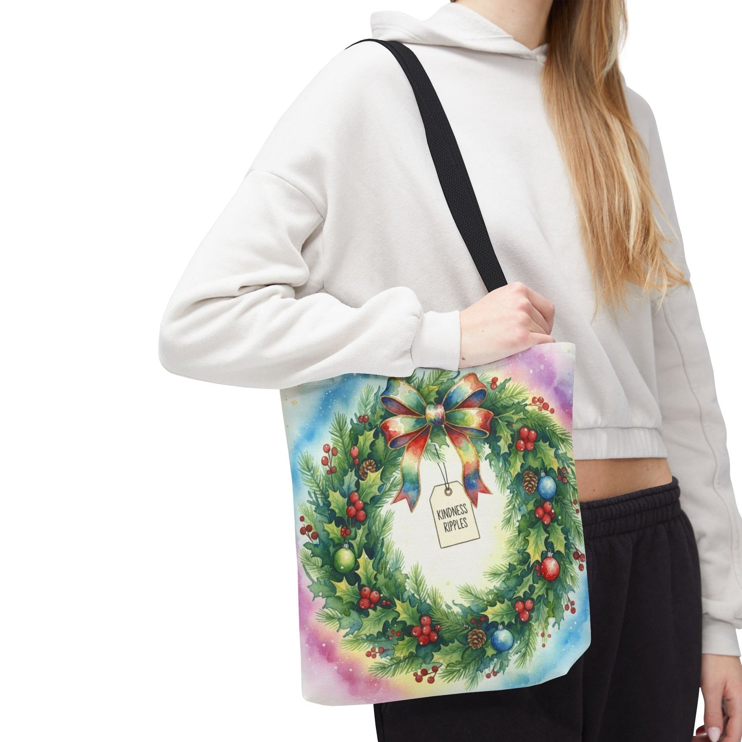 Holiday Wreath Tote Bag - Perfect for Christmas and Winter Celebrations