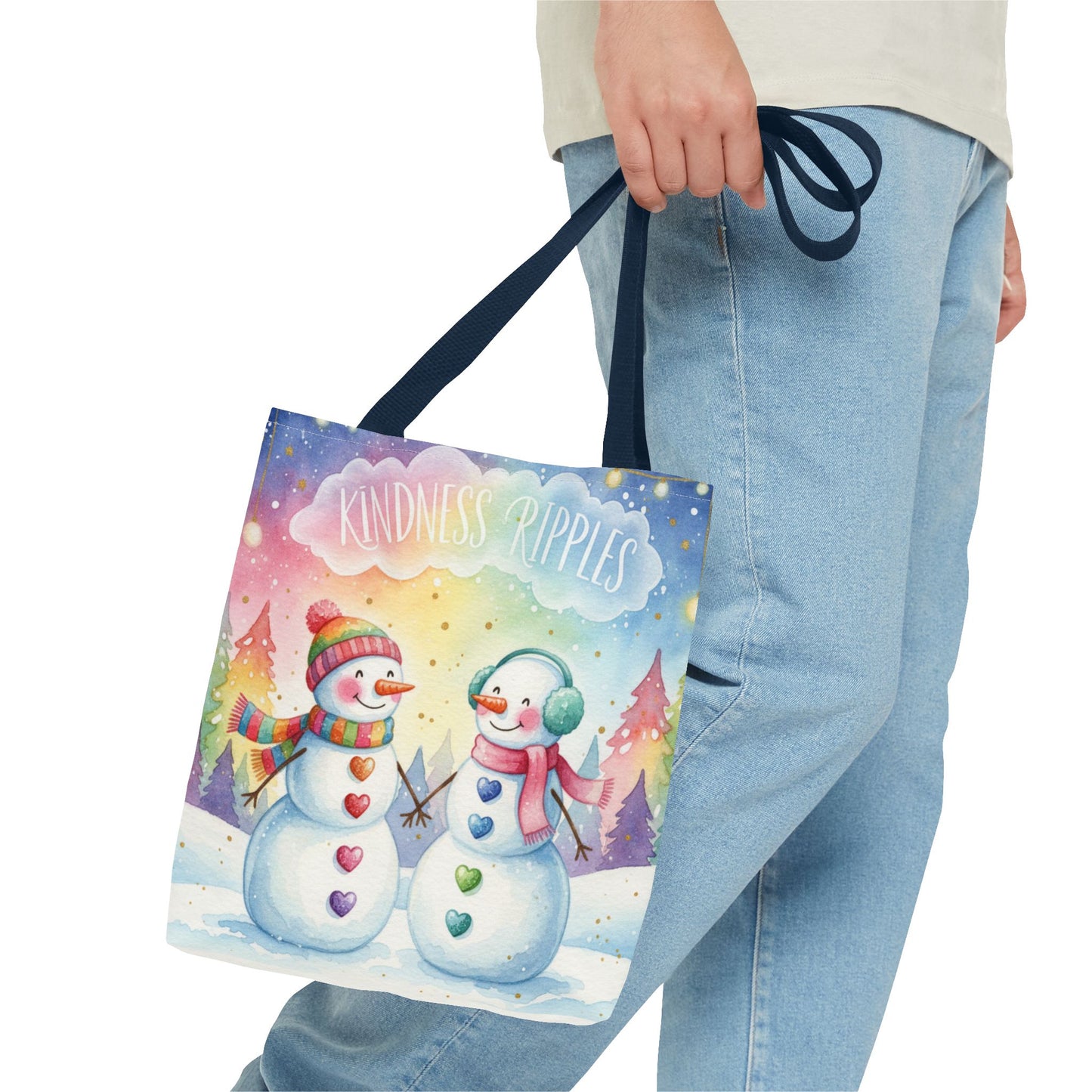 Whimsical Snowman Tote Bag - Kindness Ripples Design