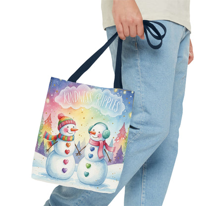 Whimsical Snowman Tote Bag - Kindness Ripples Design