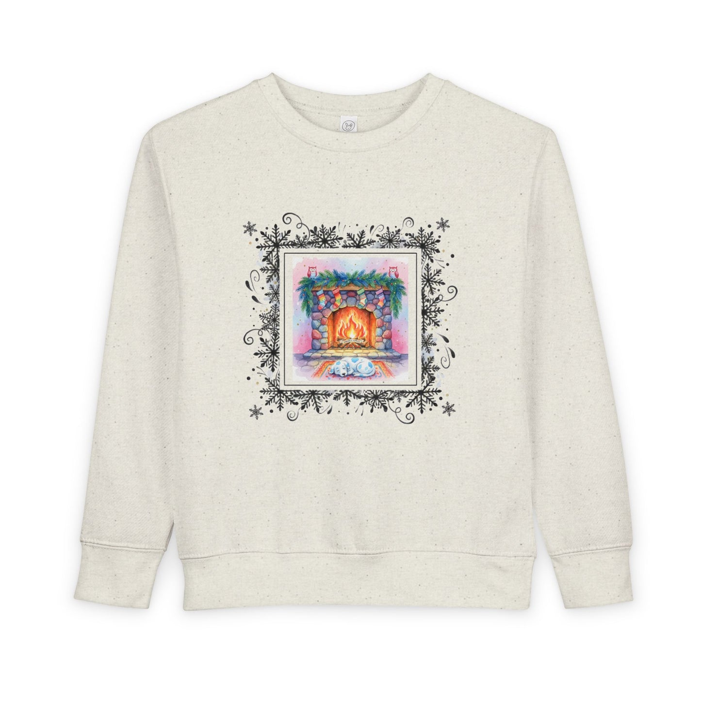 Cozy Fireplace Toddler Sweatshirt Cute Blue Spotted Puppy