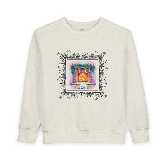 Cozy Fireplace Toddler Sweatshirt Cute Blue Spotted Puppy