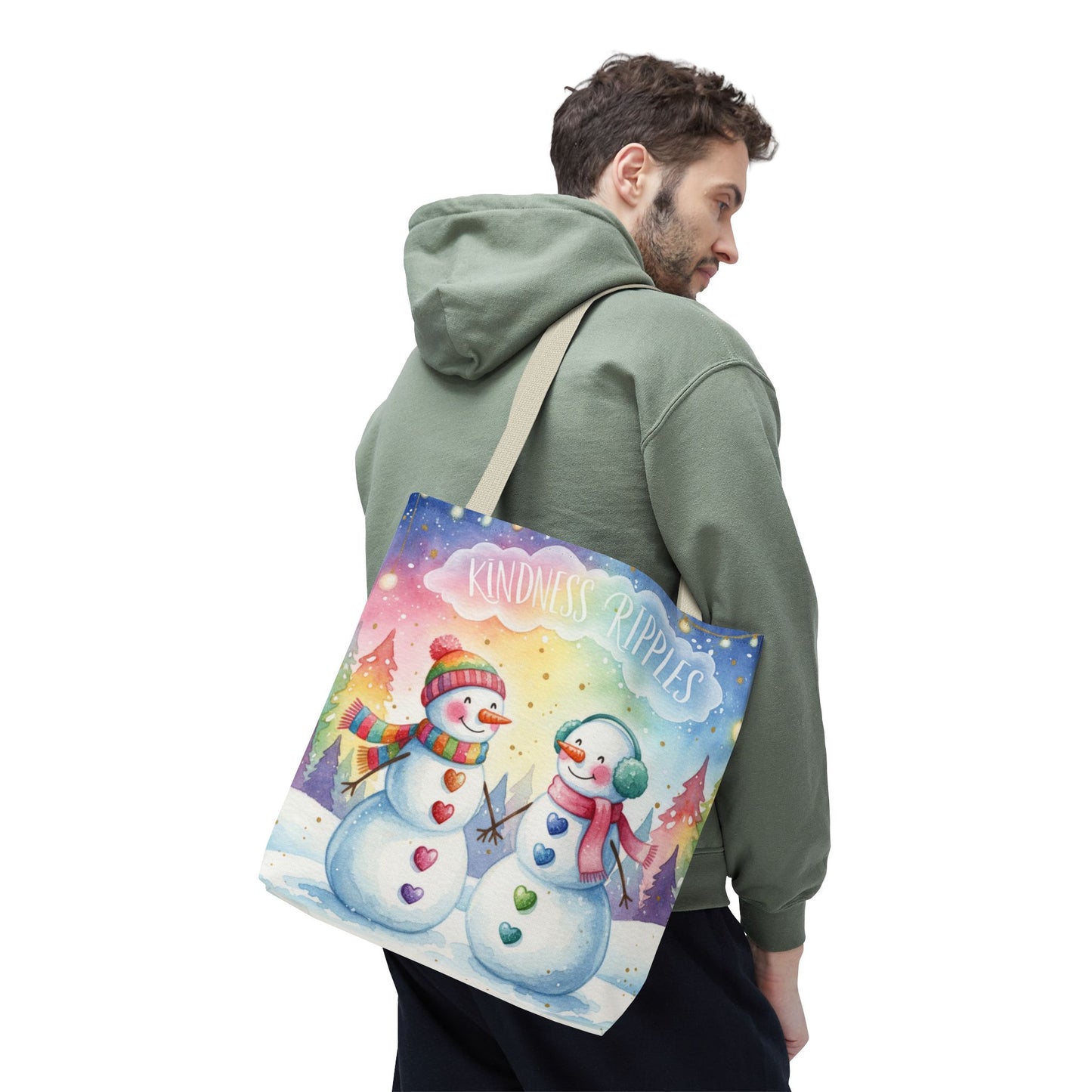 Whimsical Snowman Tote Bag - Kindness Ripples Design