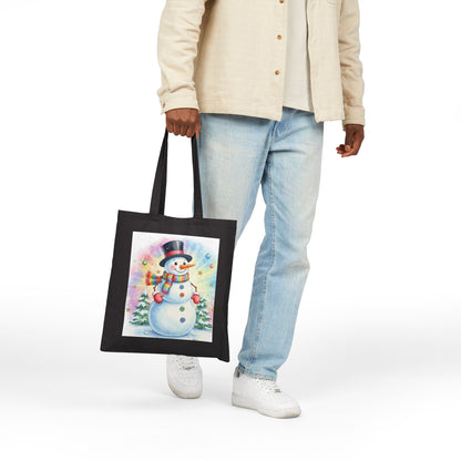 Snowman Holiday Canvas Tote Bag - Perfect for Christmas Shopping and Gifting