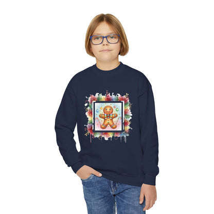 Cute Gingerbread Youth Crewneck Sweatshirt for Holiday Cheer