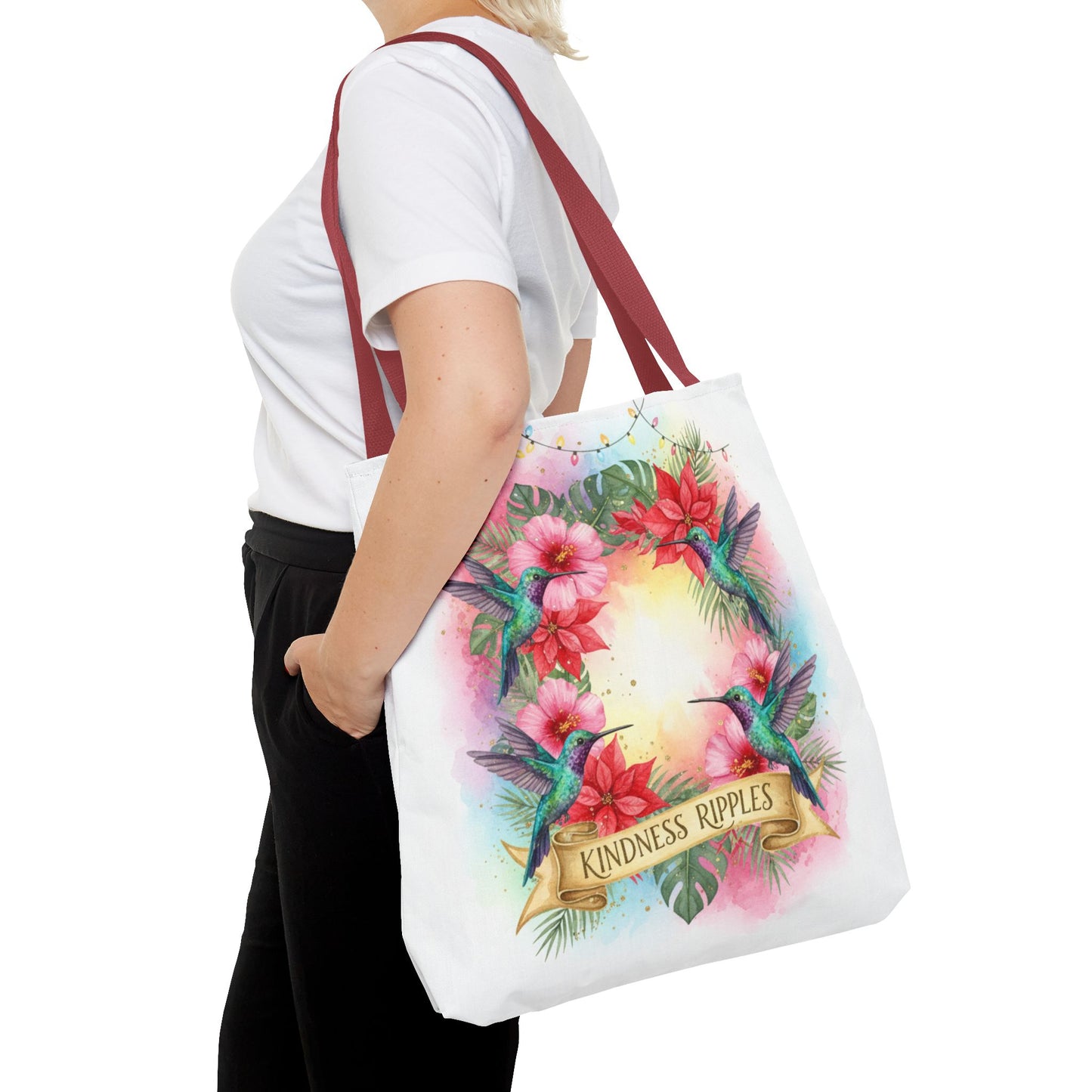 Colorful Kindness Christmas Hummingbirds Tote Bag