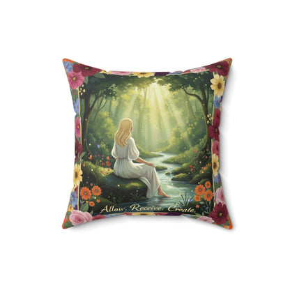 The Amanda - Serene Floral Throw Pillow - 'Allow, Receive, Create' Design