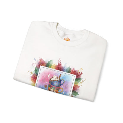 Cozy Holiday Crewneck Sweatshirt - Hot Cocoa Vibes