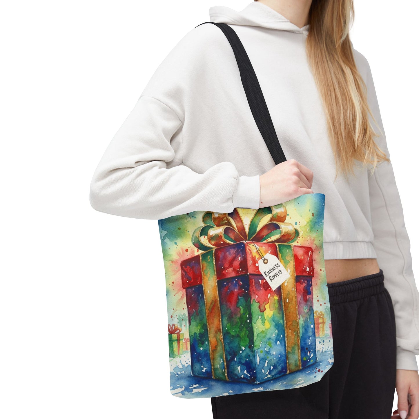 Colorful Gift Tote Bag - Perfect for Holidays & Celebrations -Simple message of Kindness - Reusable