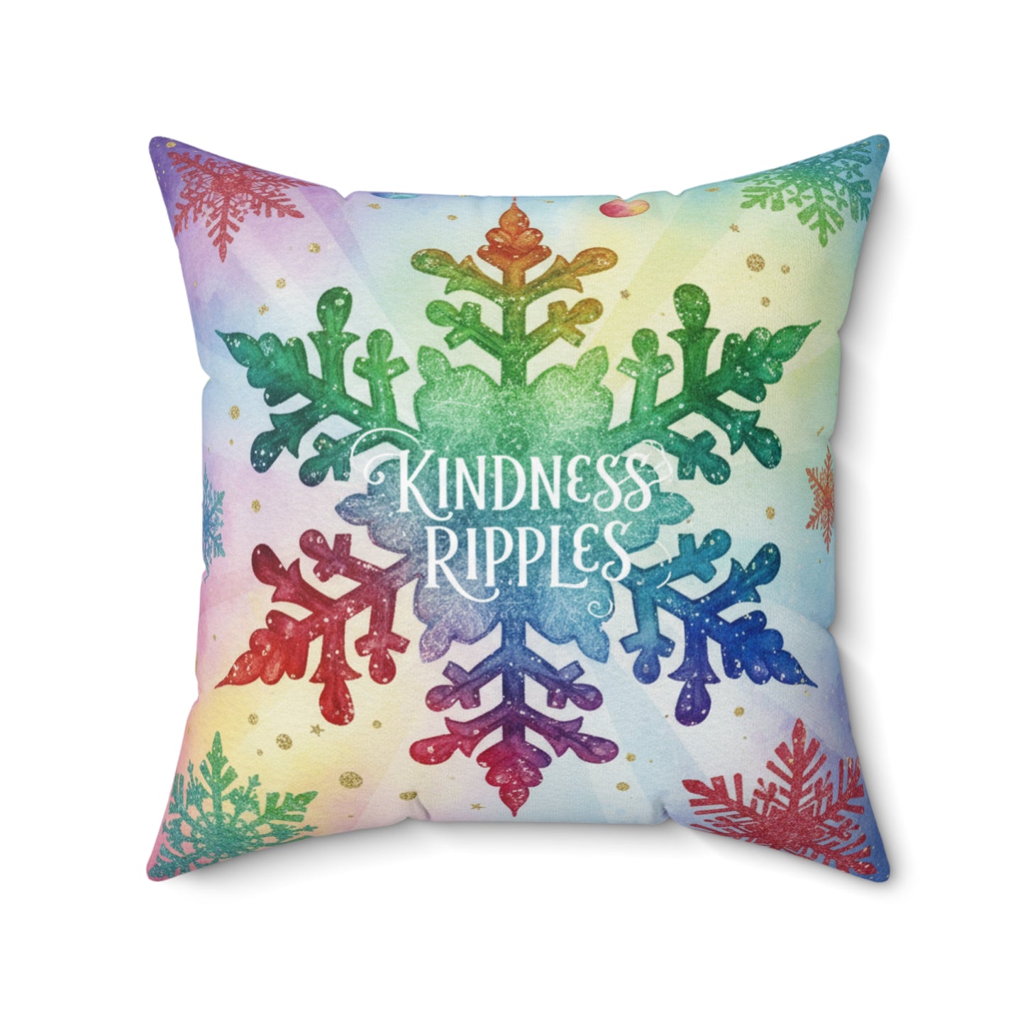 Colorful Kindness Ripples Snowflake Pillow