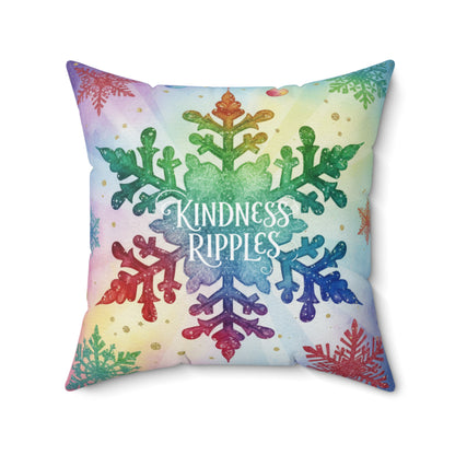 Colorful Kindness Ripples Snowflake Pillow
