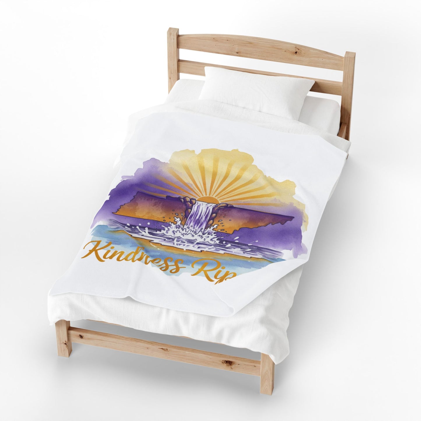 White Kindness Ripples Velveteen Plush Blanket - Cozy Statement Throw for Comfort & Warmth, Cookeville, TN, Waterfall Capital of the World