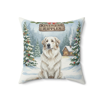 Sweet Great Pyrenees Dog Christmas Pillow – Holiday Tree & Gifts Decorative Throw Pillow