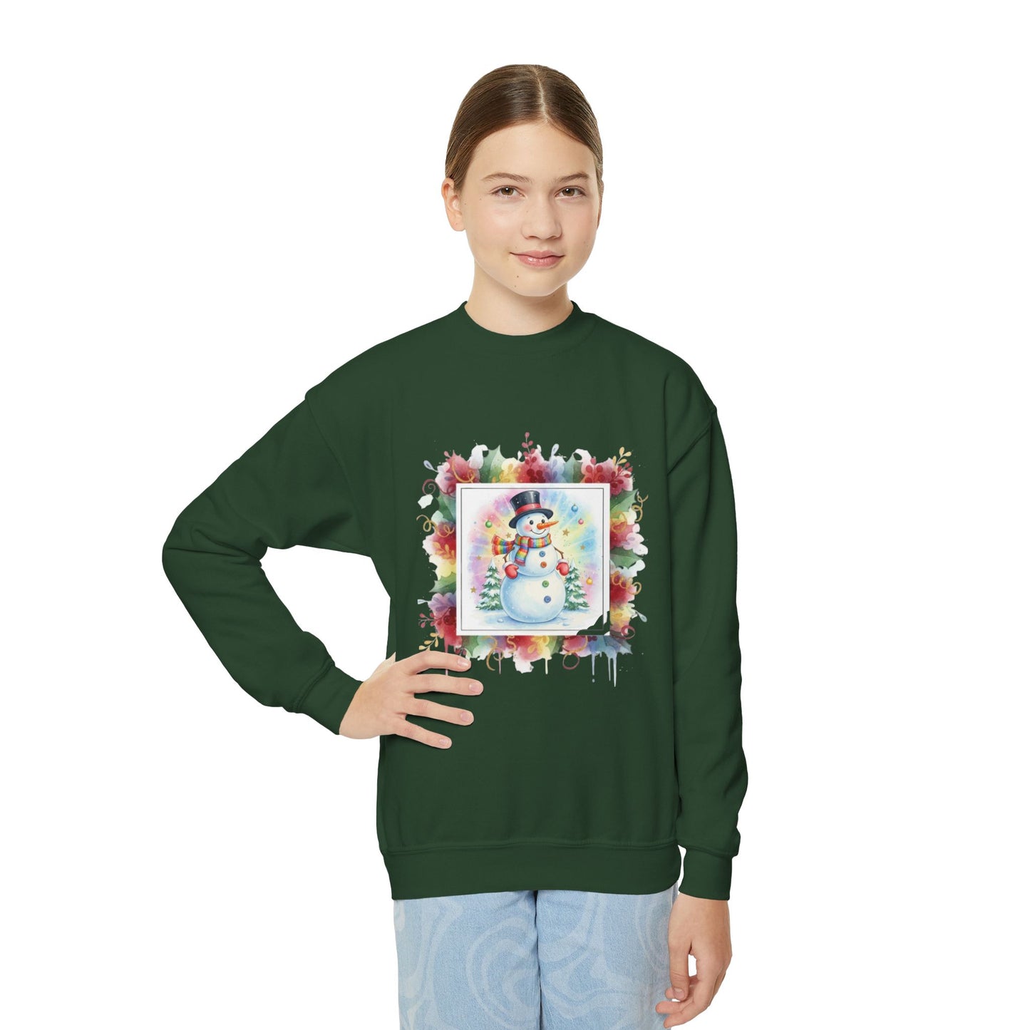 Snowman Youth Crewneck Sweatshirt - Cozy Holiday Apparel