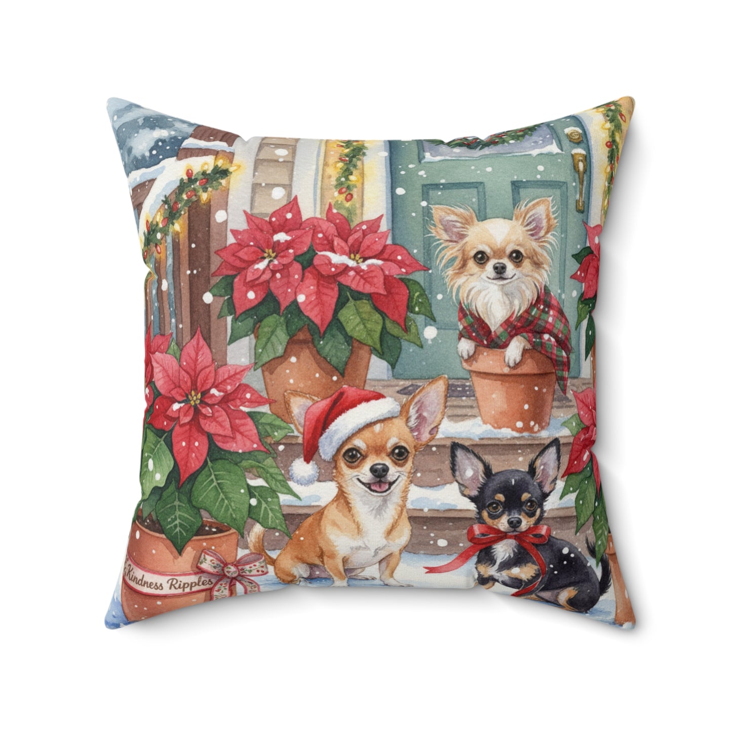 Pillow Holiday Chihuahuas Spun Polyester