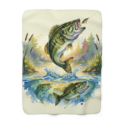 Bass Fishing in Peace Sherpa Blanket