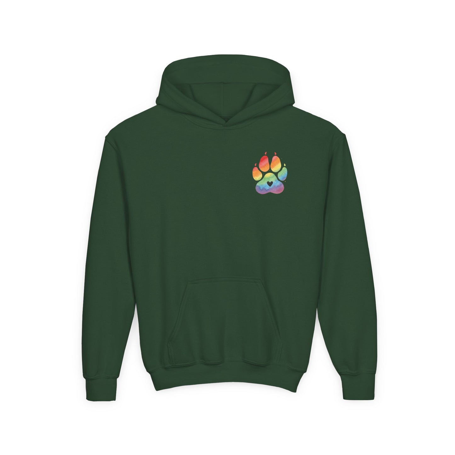 Youth Hoodie — Rainbow Paw & German Shepherd Graphic - Kindness Ripples