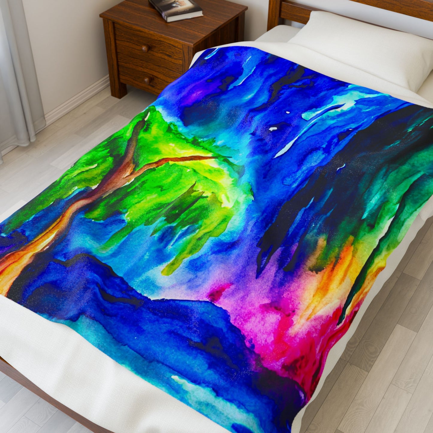 Velveteen Plush Blanket - The Comfort of Hope Willow Design for Emotional Healing and Grounding