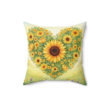 Heart of Sunshine Field: Watercolor Yellow Blooms Pillow