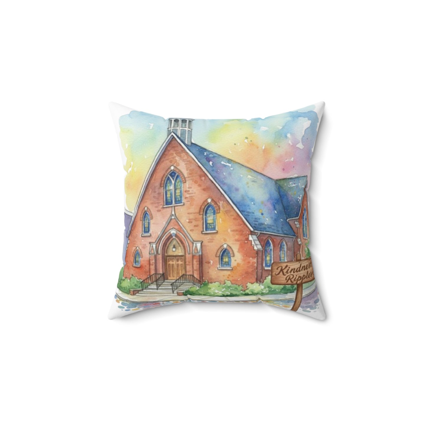Watercolor Church Square Pillow - Home Decor - Paying Homage to our beautiful St. William Community