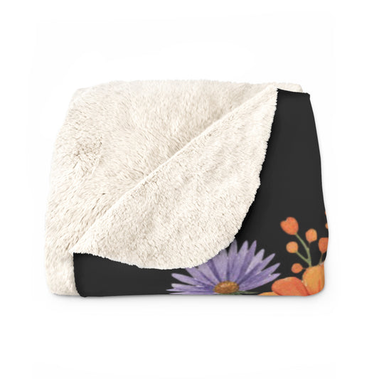 The Roxanne - Floral Sherpa Fleece Blanket - Cozy Comfort for Nature Lovers