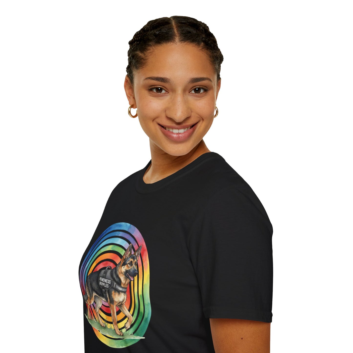German Shepherd Rainbow Target T-Shirt — K9 Working Dog Graphic Tee - Kindness Ripples